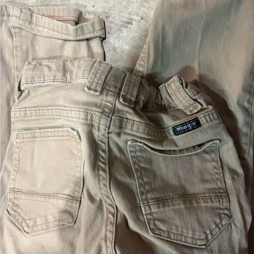 3 pack two Children's Place Kids Jeans - Denim Blue and Khaki wranglers (8) - Picture 5 of 6